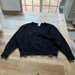 Zara Black Ribbed Crewneck Pullover